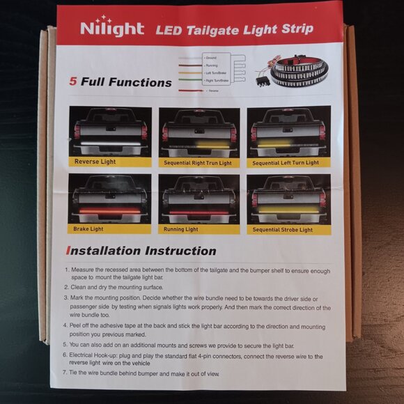 Nilight TR-04 Truck Tailgate Bar 60" - Picture 3 of 5